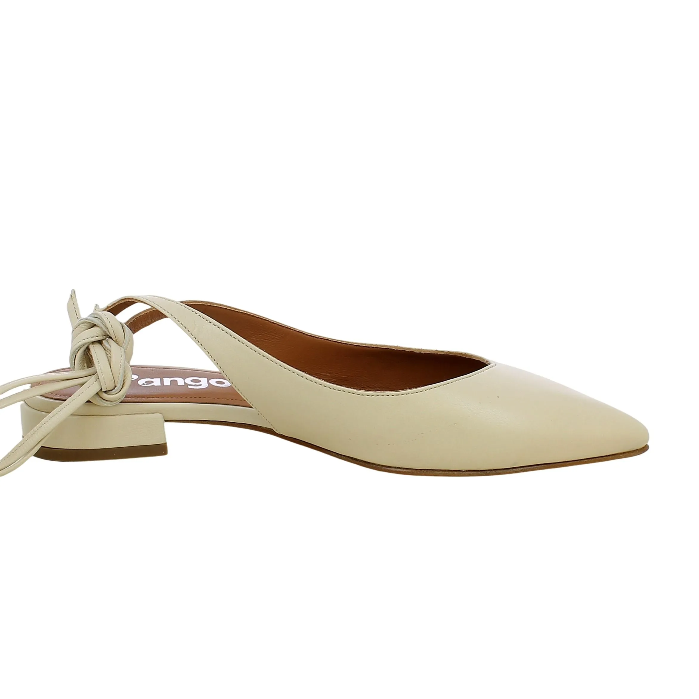 L'Angolo  Ballerina a punta Beige con Laccetti 