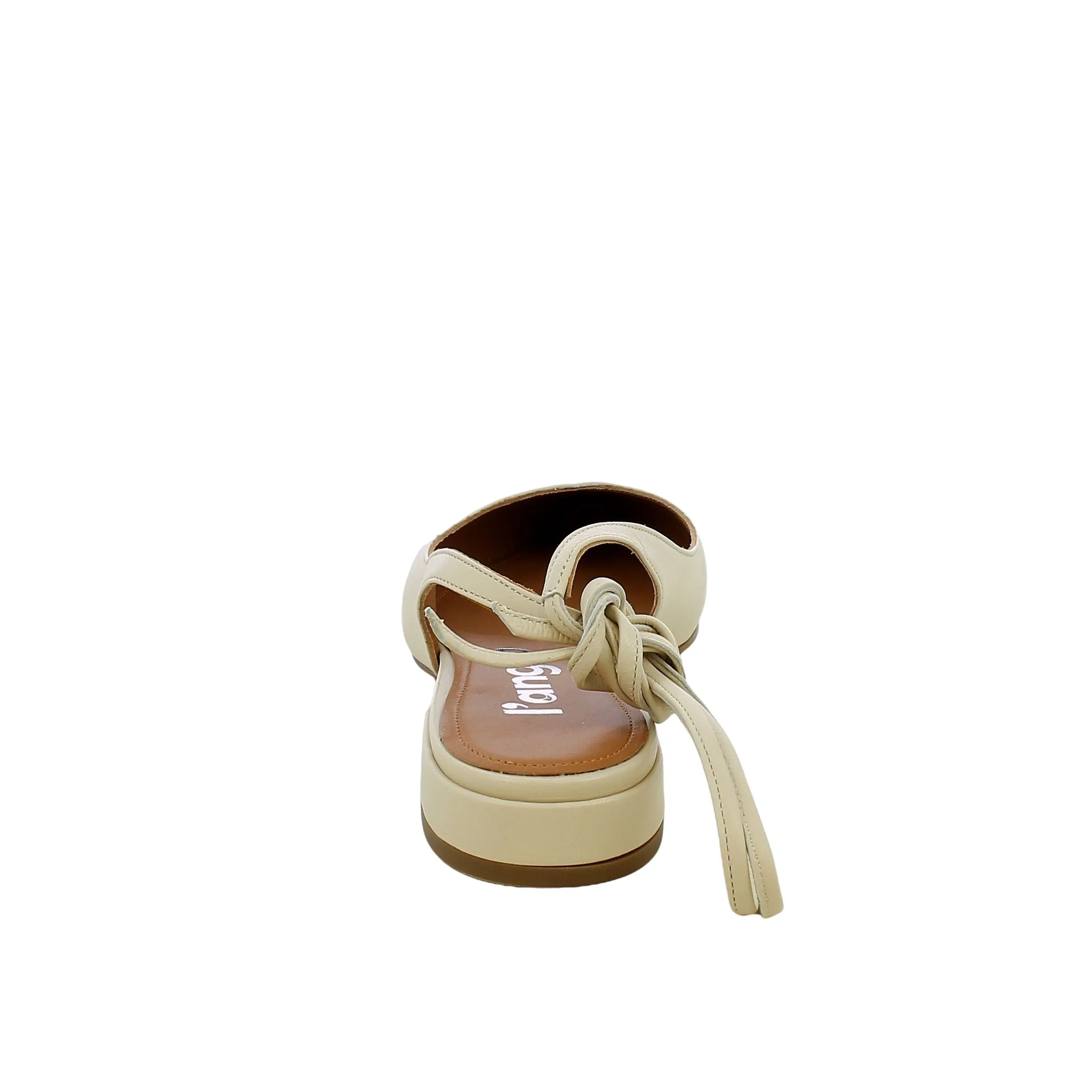 L'Angolo  Ballerina a punta Beige con Laccetti 