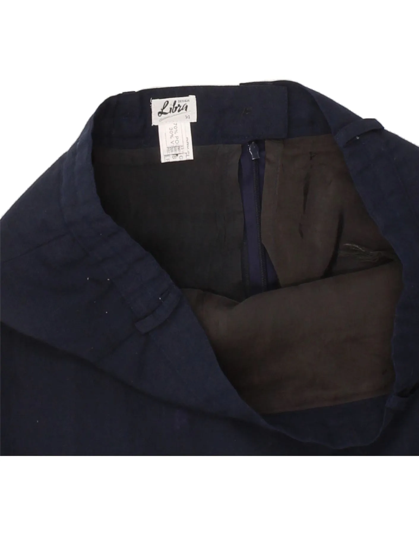 LIBRA Womens Straight Skirt UK 14 Large W32 Navy Blue Polyester