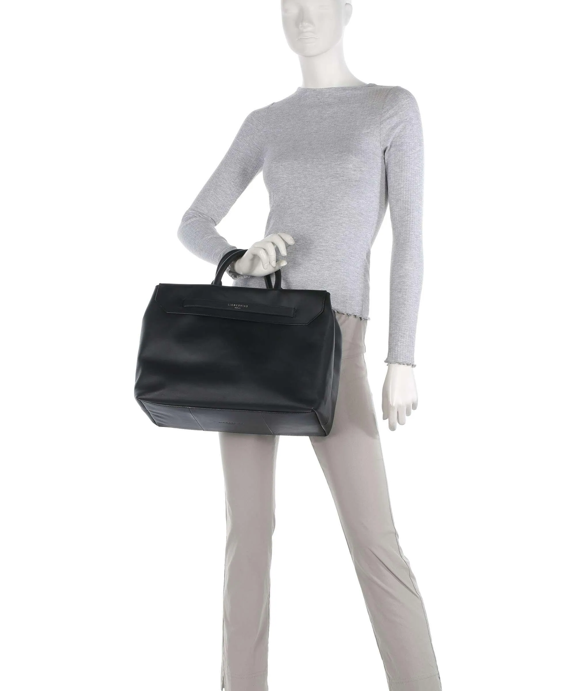  Liebeskind Lora Calf Optic L Borsa a mano pelle di vitello finemente grana nero  