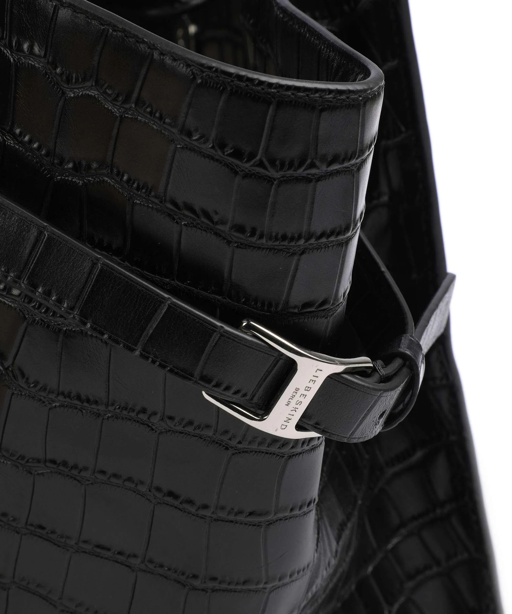  Liebeskind Lora New Croco L Borsa a mano pelle in rilievo nero  