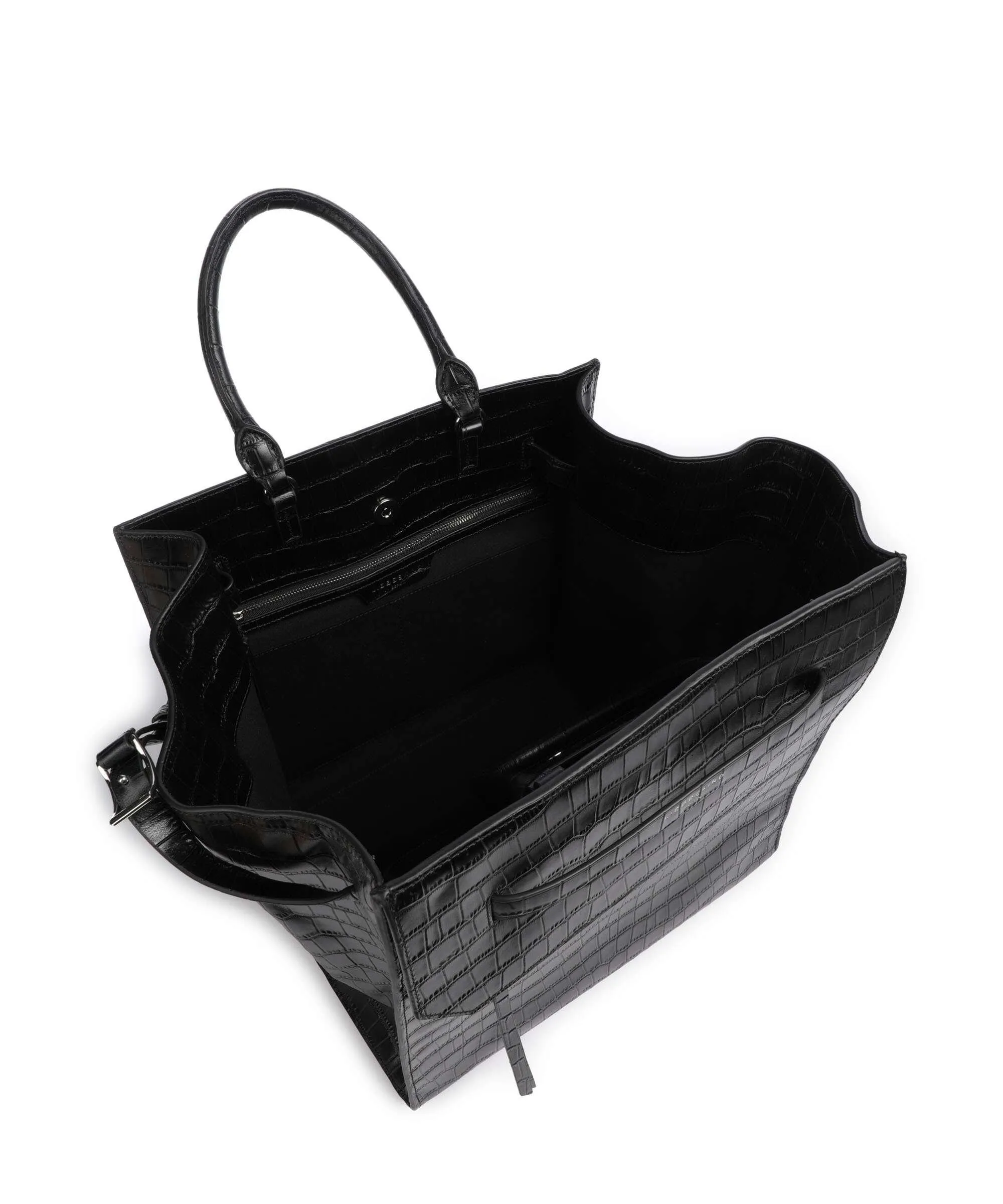  Liebeskind Lora New Croco L Borsa a mano pelle in rilievo nero  