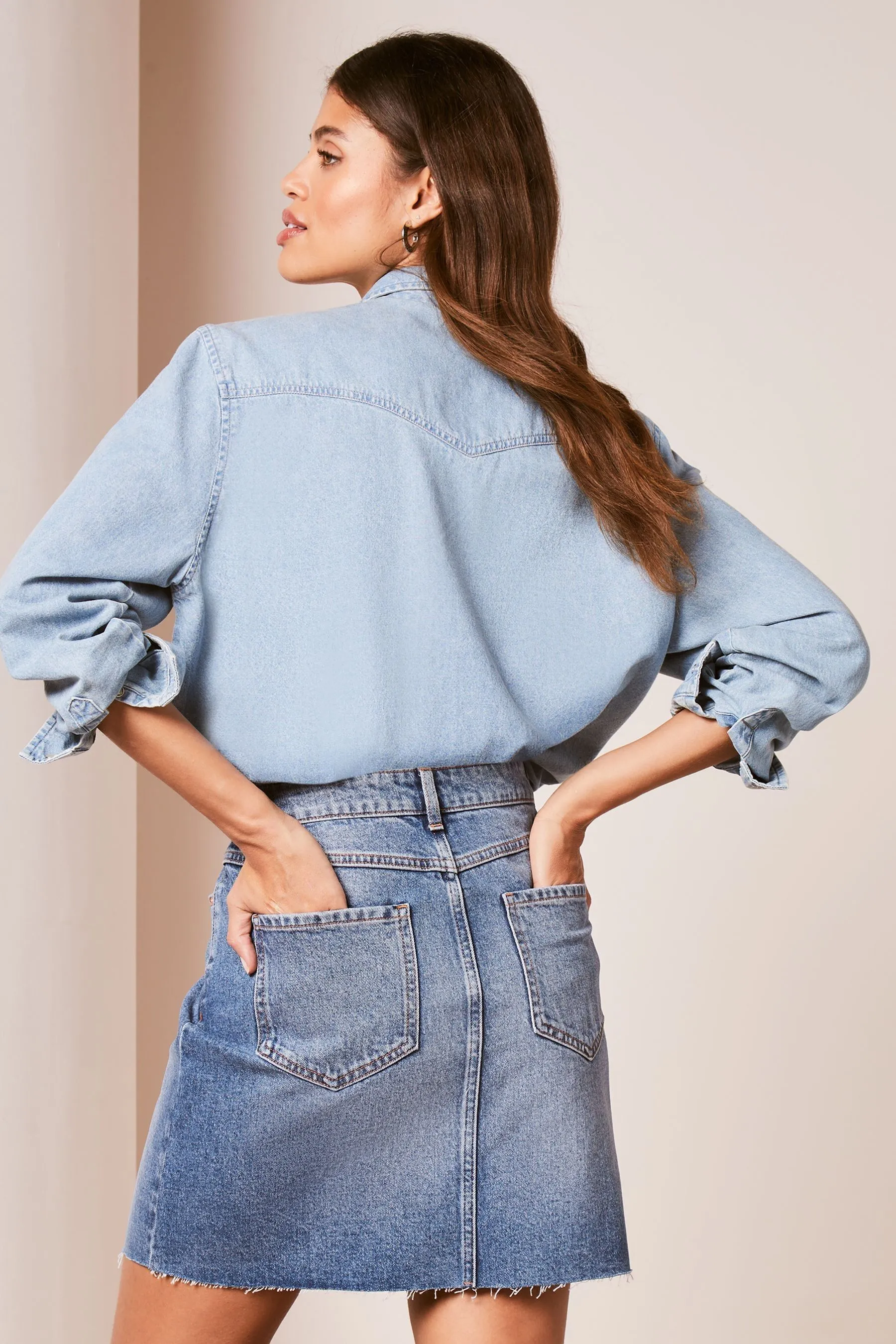 Lipsy Denim - Minigonna a vita alta