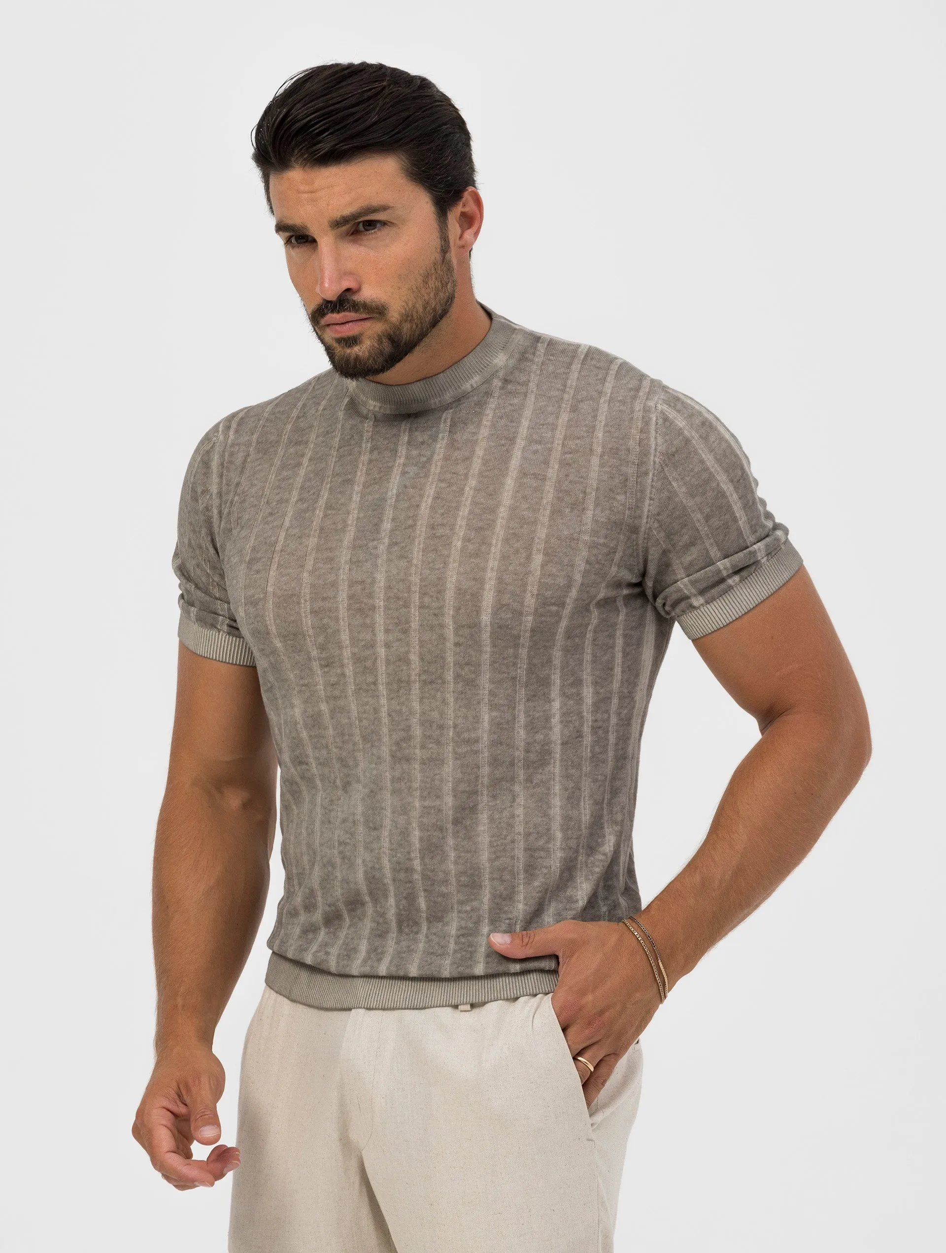 LUCAS T-SHIRT A COSTE COLOR FANGO