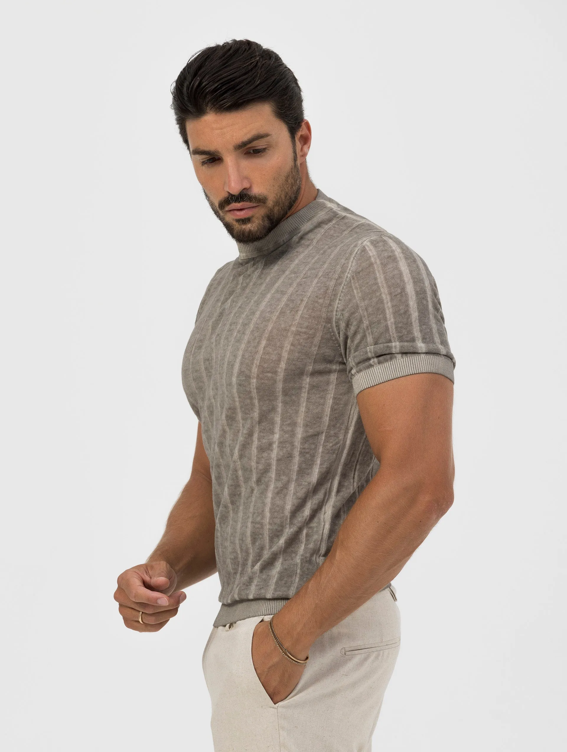 LUCAS T-SHIRT A COSTE COLOR FANGO