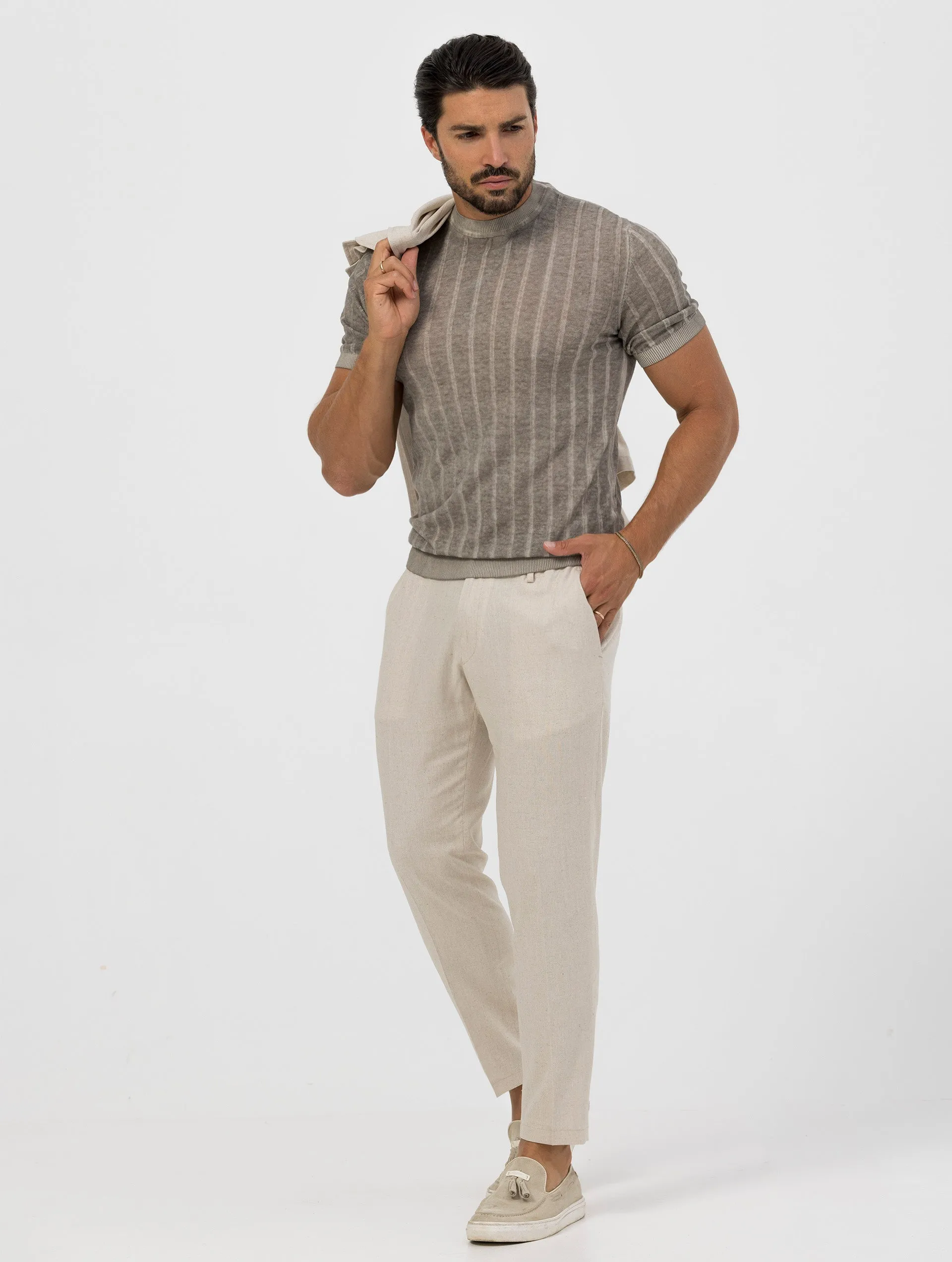 LUCAS T-SHIRT A COSTE COLOR FANGO