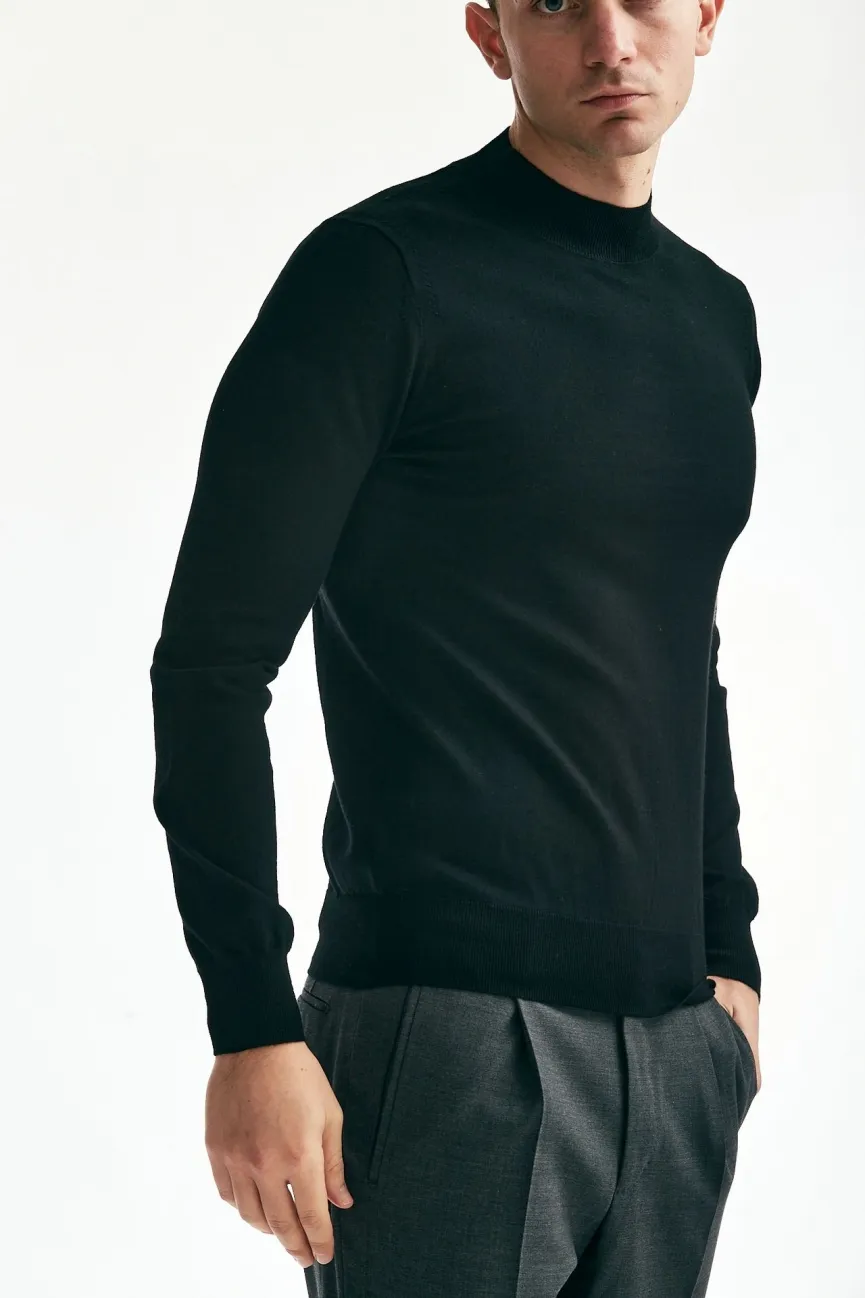 Lupetto in lana rasata nero 