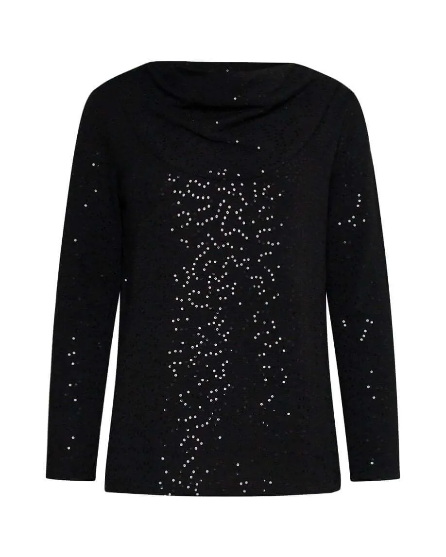 Maglia con paillettes NERO