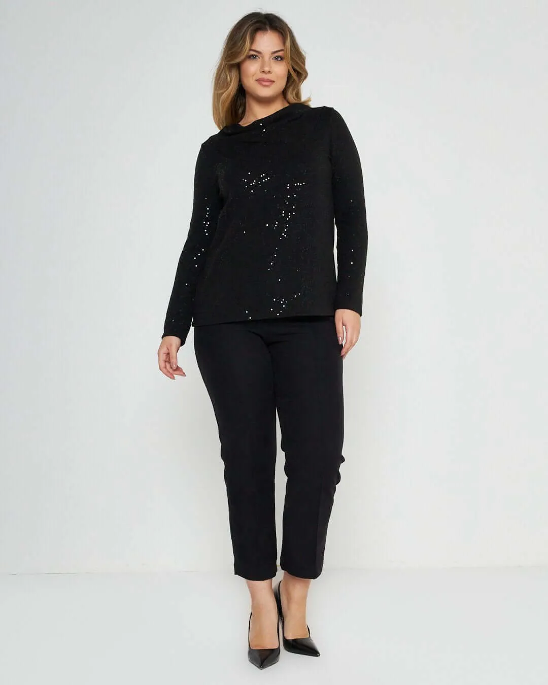 Maglia con paillettes NERO