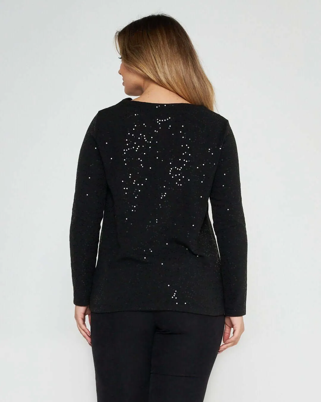 Maglia con paillettes NERO