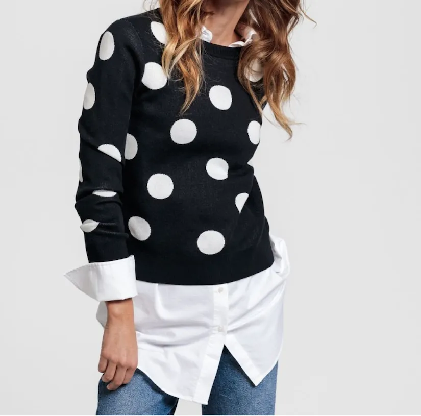 Maglia Gant donna pois girocollo in cotone 4801129