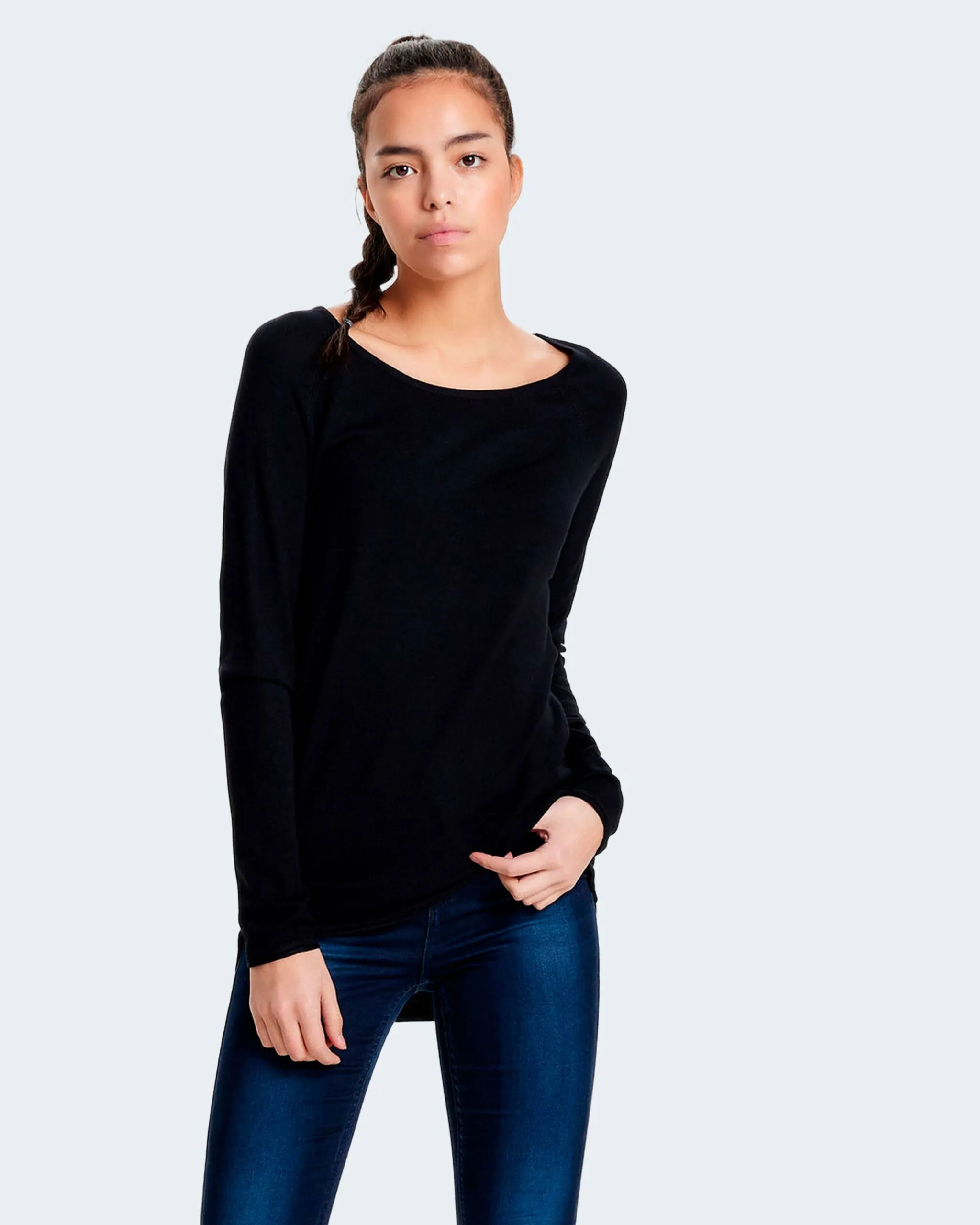 Maglia Only ONLMILA LACY L/S LONG PULLOVER KNT Nero