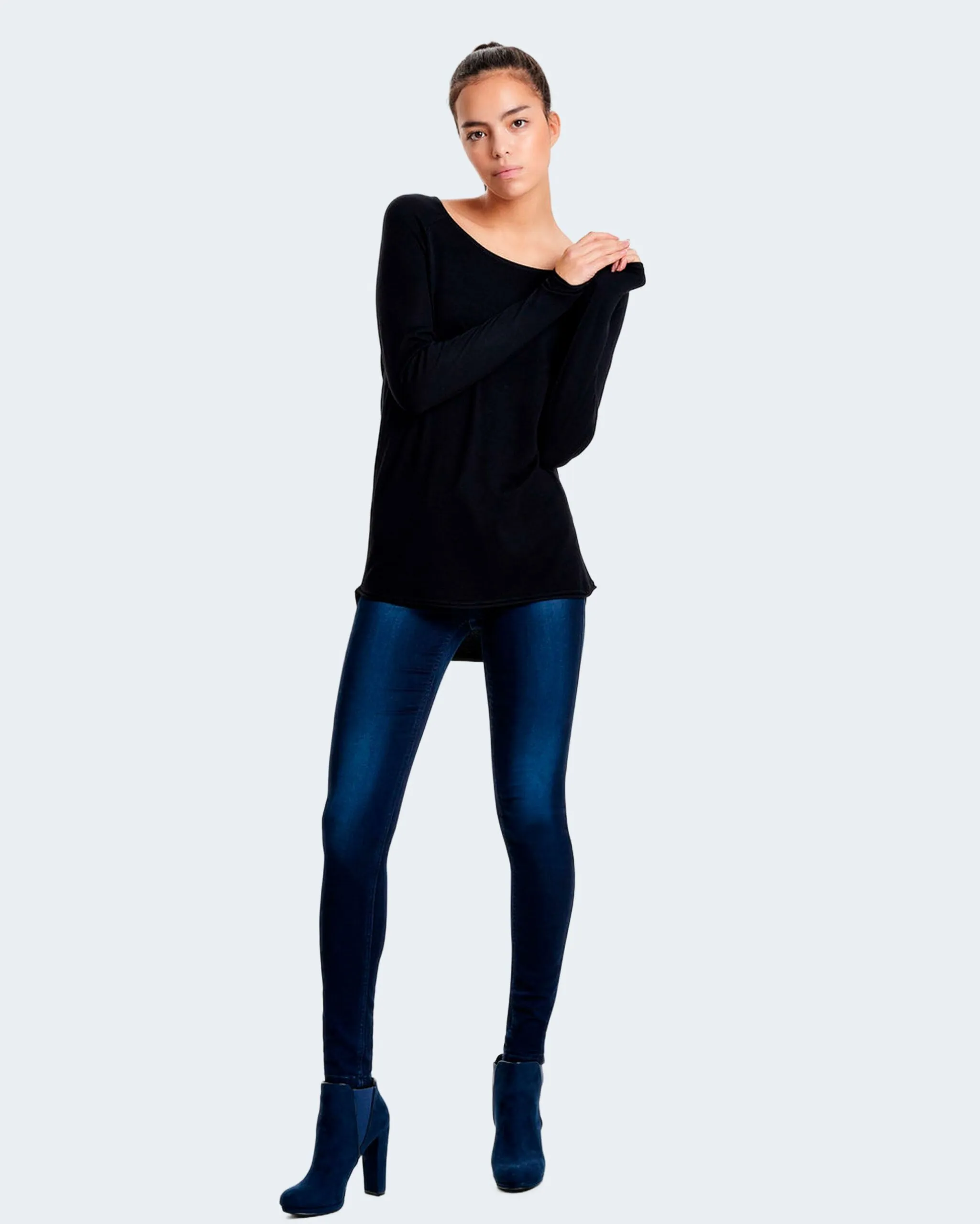 Maglia Only ONLMILA LACY L/S LONG PULLOVER KNT Nero
