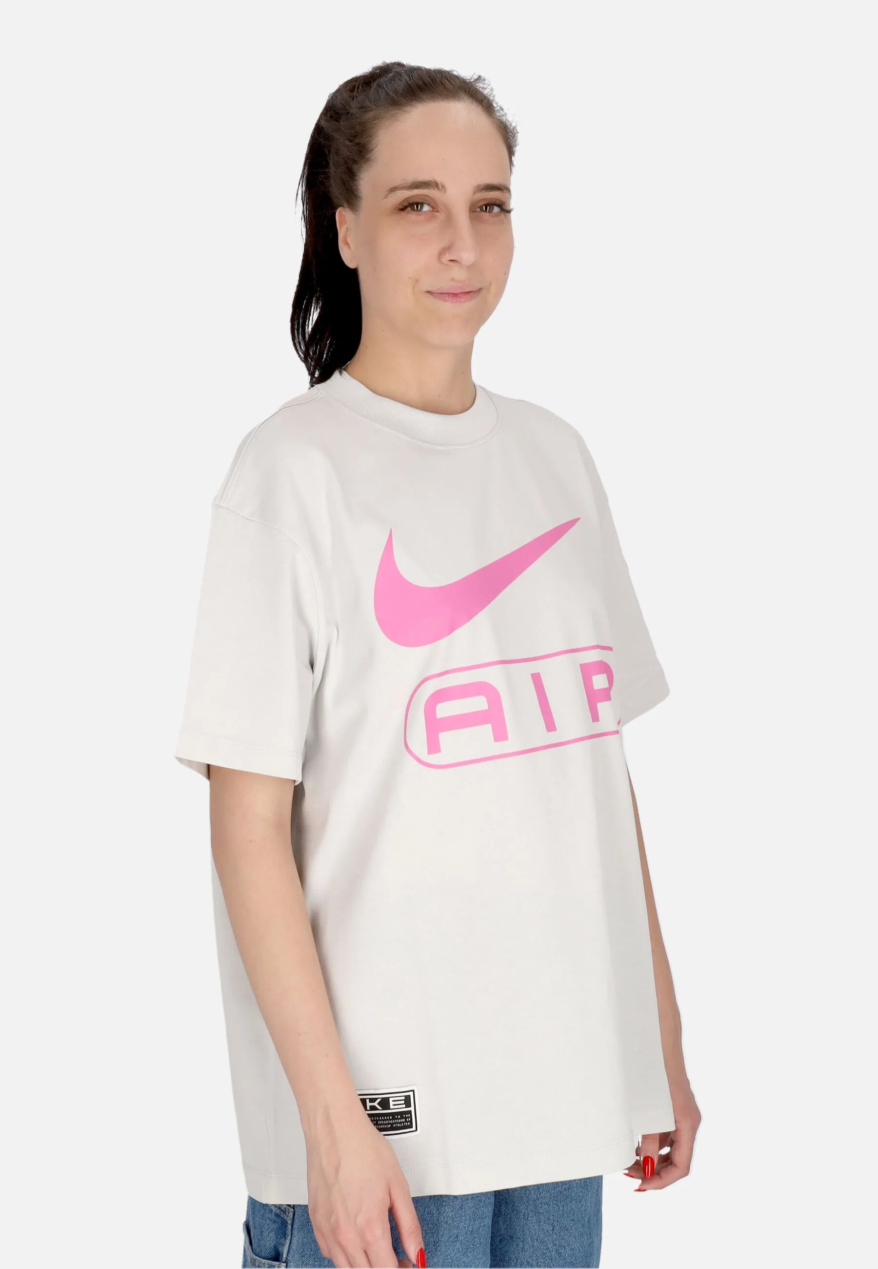 Maglietta Donna W Sportswear Air Bf Tee Photon Dust/playful Pink