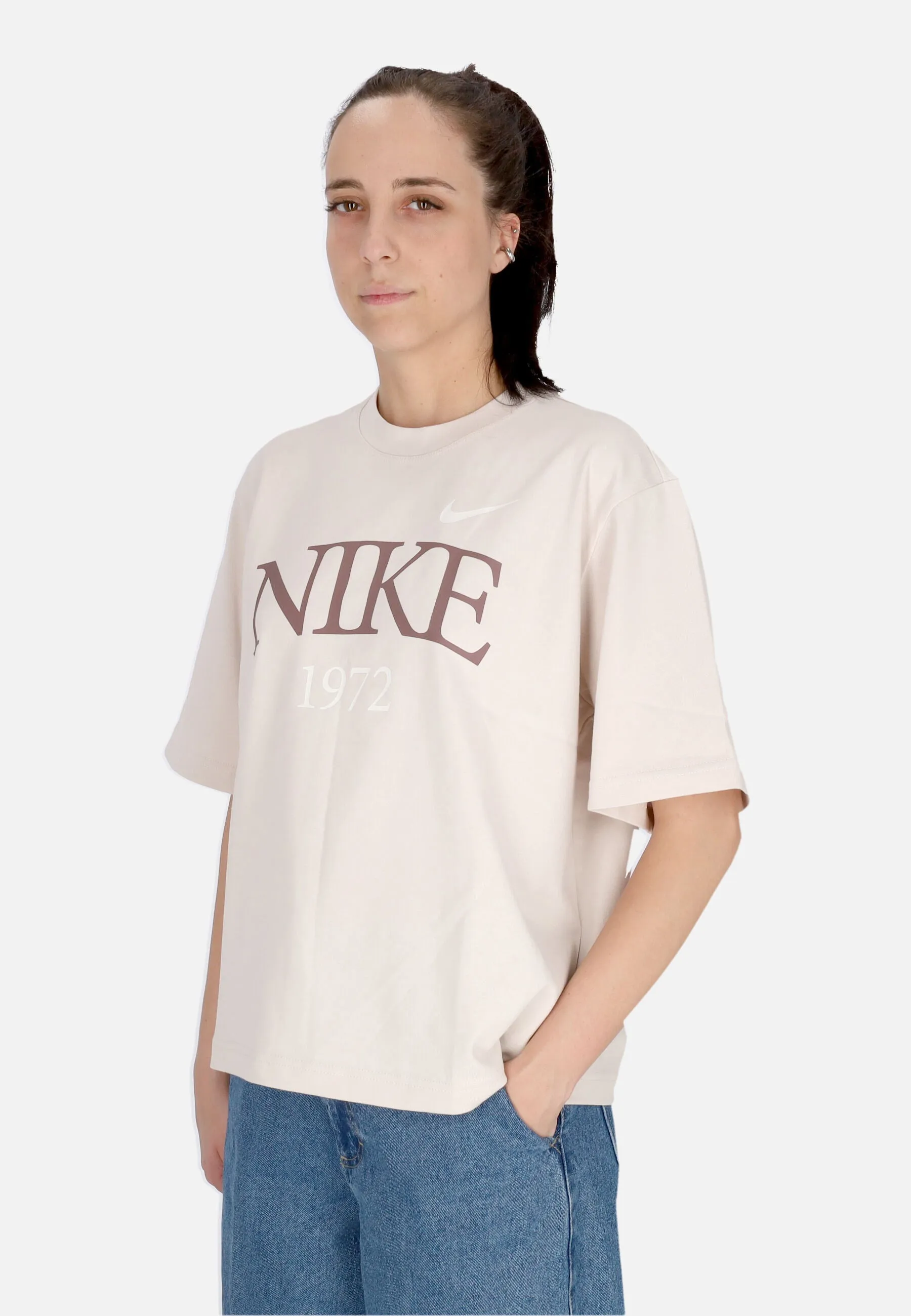 Maglietta Donna W Sportswear Classic Boxy Tee Lt Orewood Brn