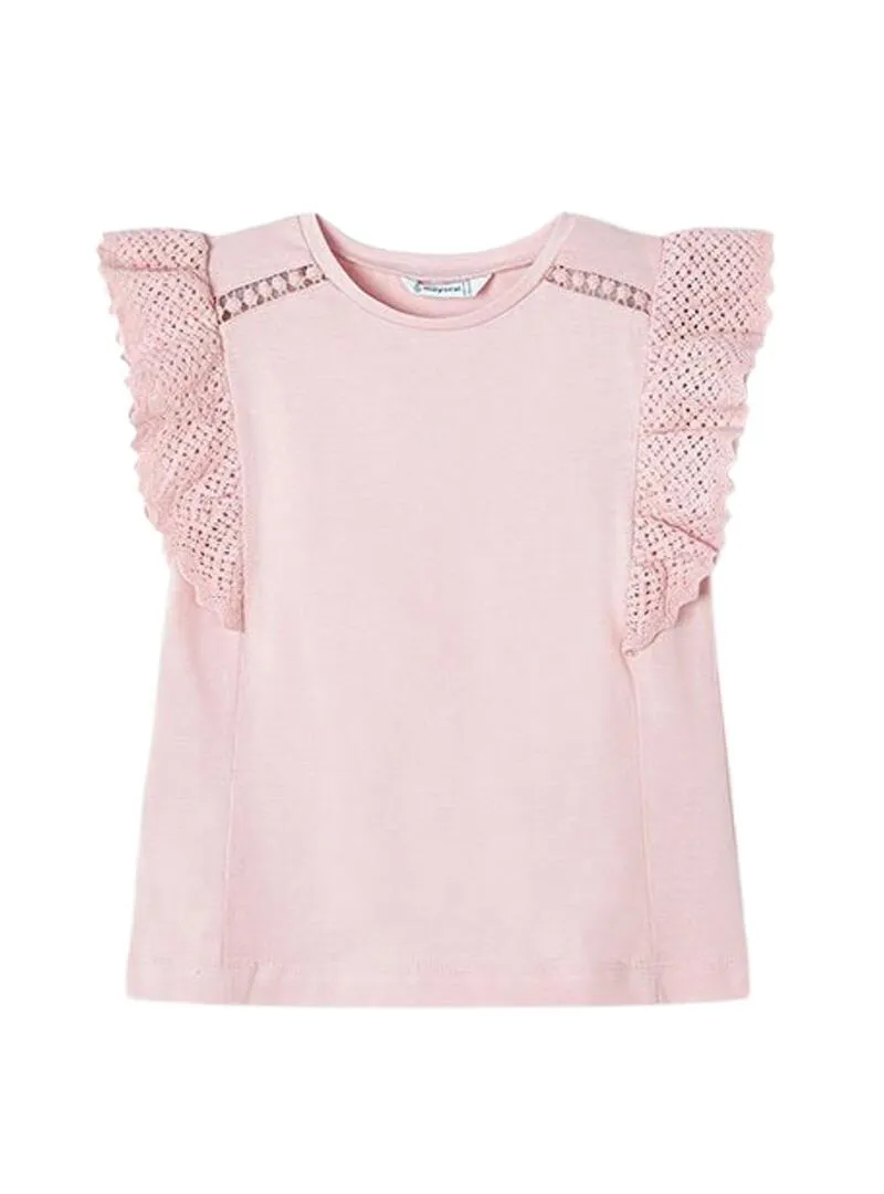 Maglietta Mayoral all'uncinetto rosa per bambina