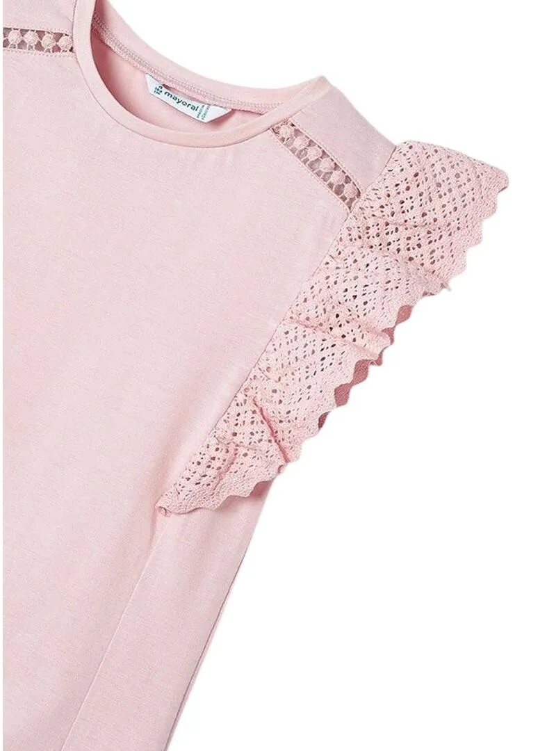 Maglietta Mayoral all'uncinetto rosa per bambina