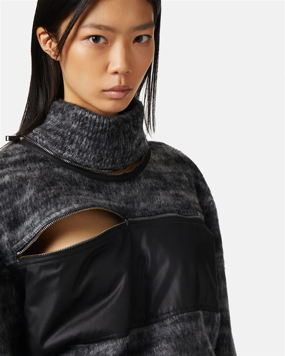 Maglione girocollo in misto lana rasata