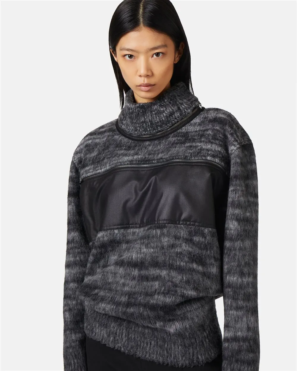 Maglione girocollo in misto lana rasata