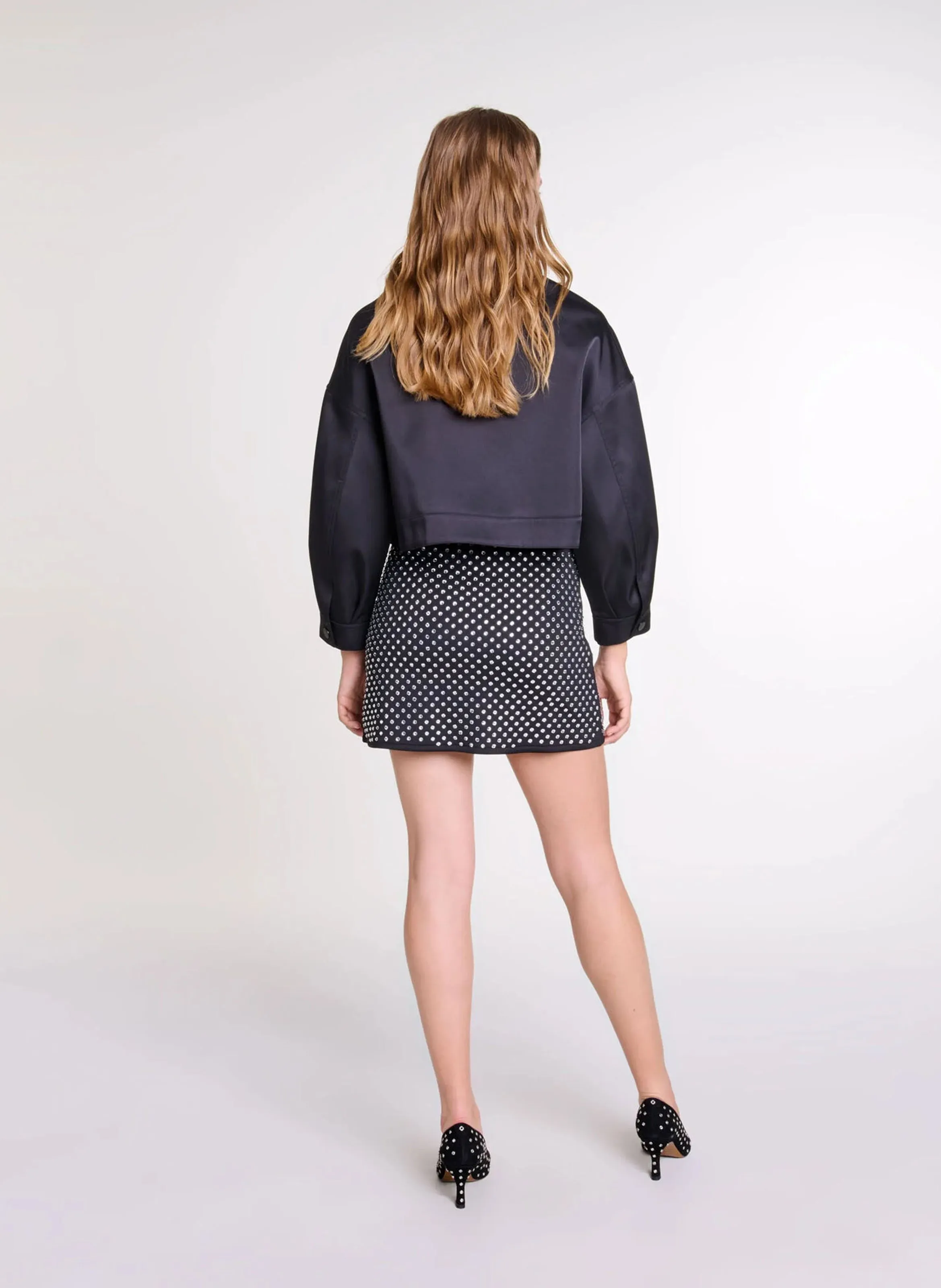  MAJE   Gonna corta con strass | Nero