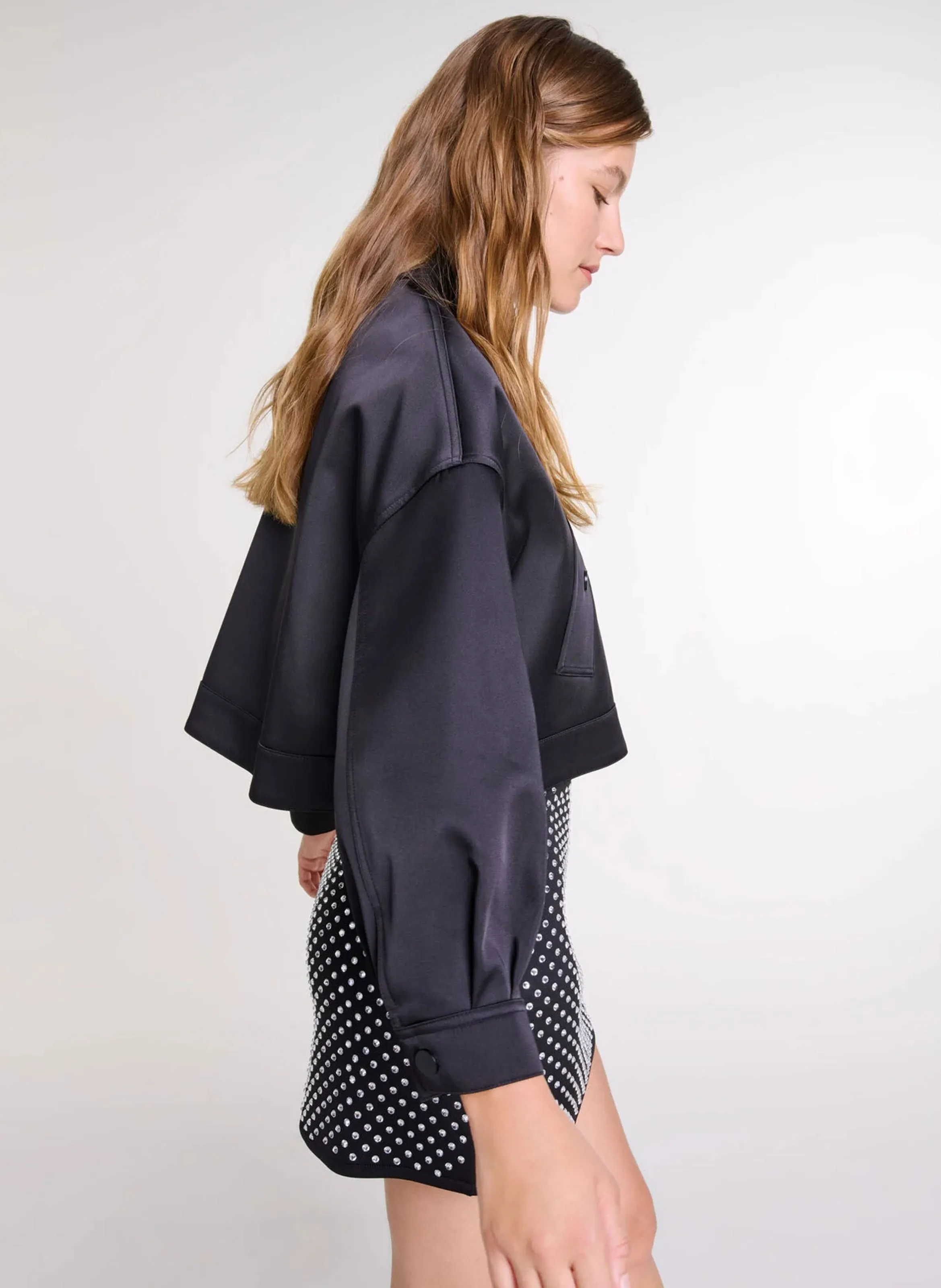  MAJE   Gonna corta con strass | Nero