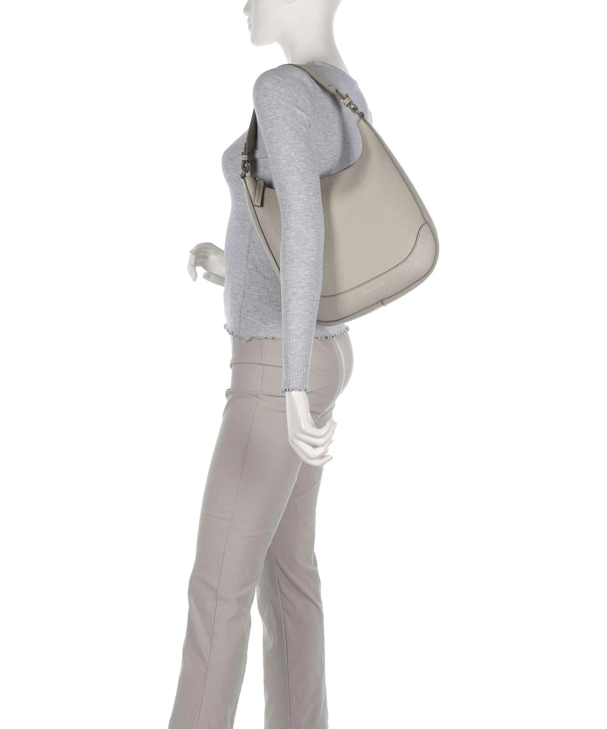  Marc O'Polo Birka M Borsa hobo pelle di vacchetta grana grigio chiaro  