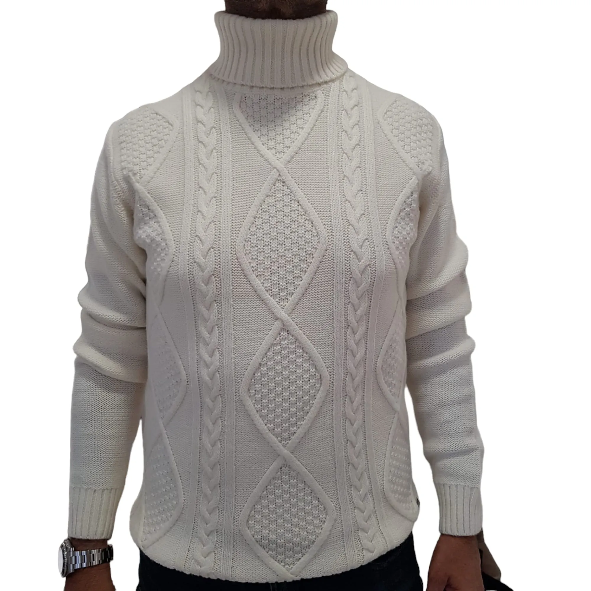 Markup Abbigliamento uomo Dolcevita trecce Latte Rif.868