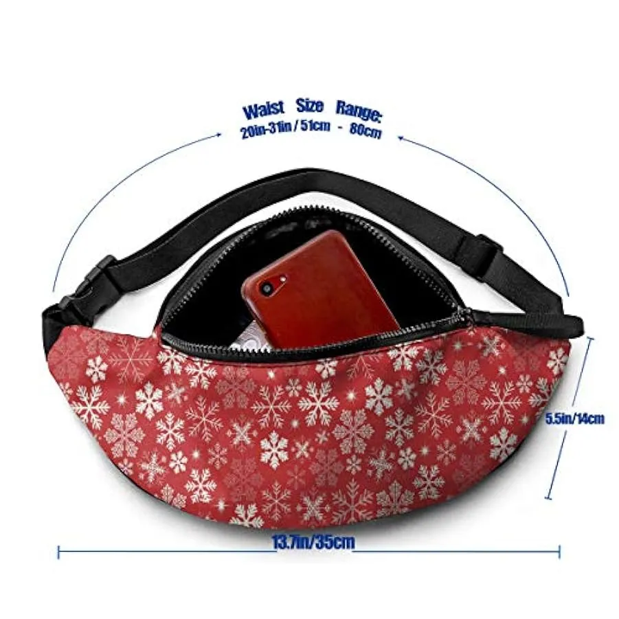 Marsupio per Uomo Donna,Marsupio con Fiocco di Neve di Natale con Cintura Tasca a Tracolla Regolabile Borsa a Tracolla Borsa sul
