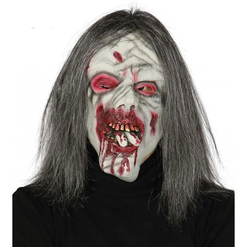 MASCHERA HORROR ZOMBIE CON CAPELLI PER TRAVESTIMENTI DI CARNEVALE HALLOWEEN E FESTE VARIE TOP QUALITY GUIRCA COD 2461