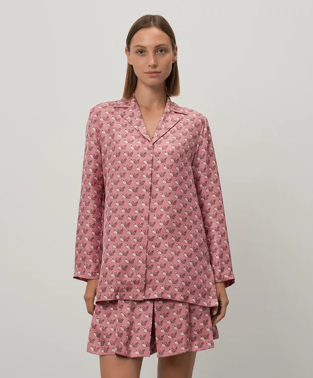 Max Mara Blusa ALPE in seta stampata rosa ALPE