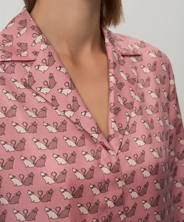Max Mara Blusa ALPE in seta stampata rosa ALPE