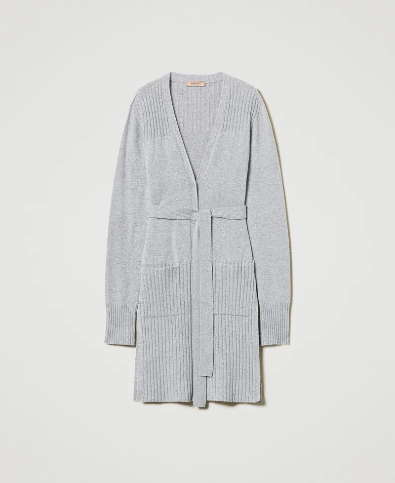 Maxi cardigan in misto lana e lurex