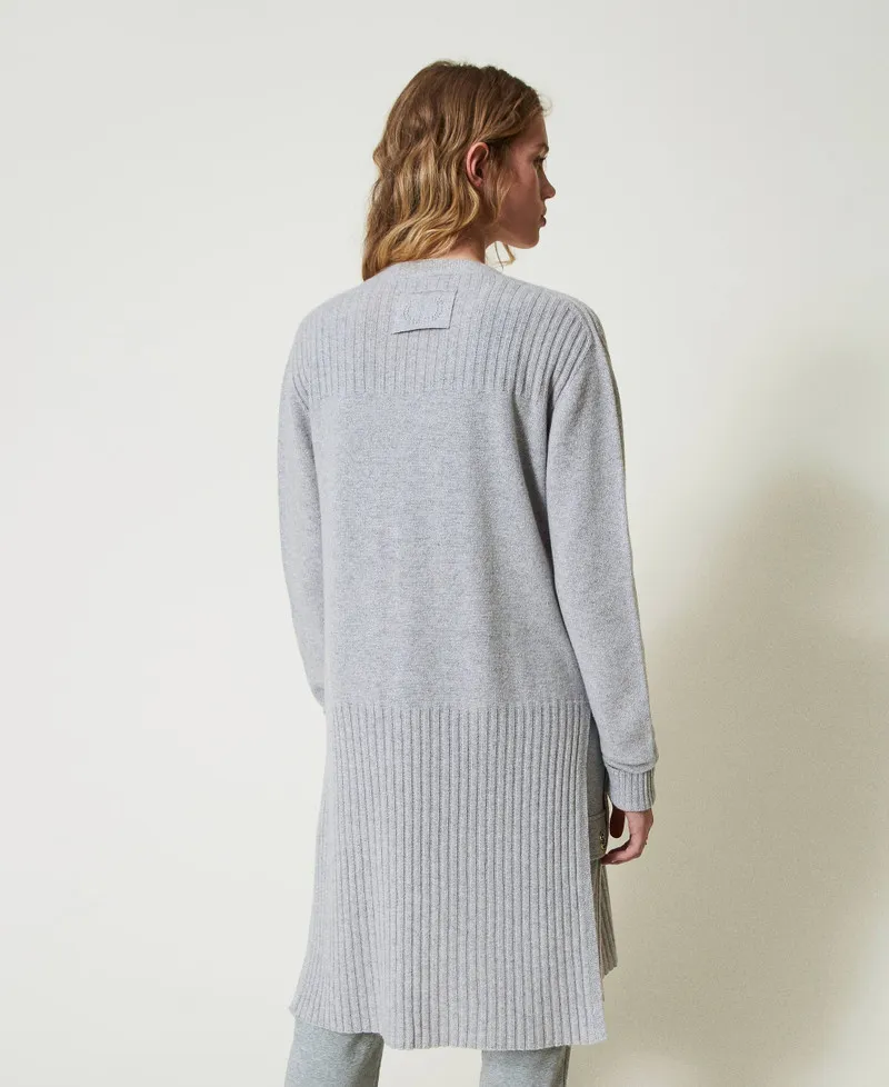 Maxi cardigan in misto lana e lurex