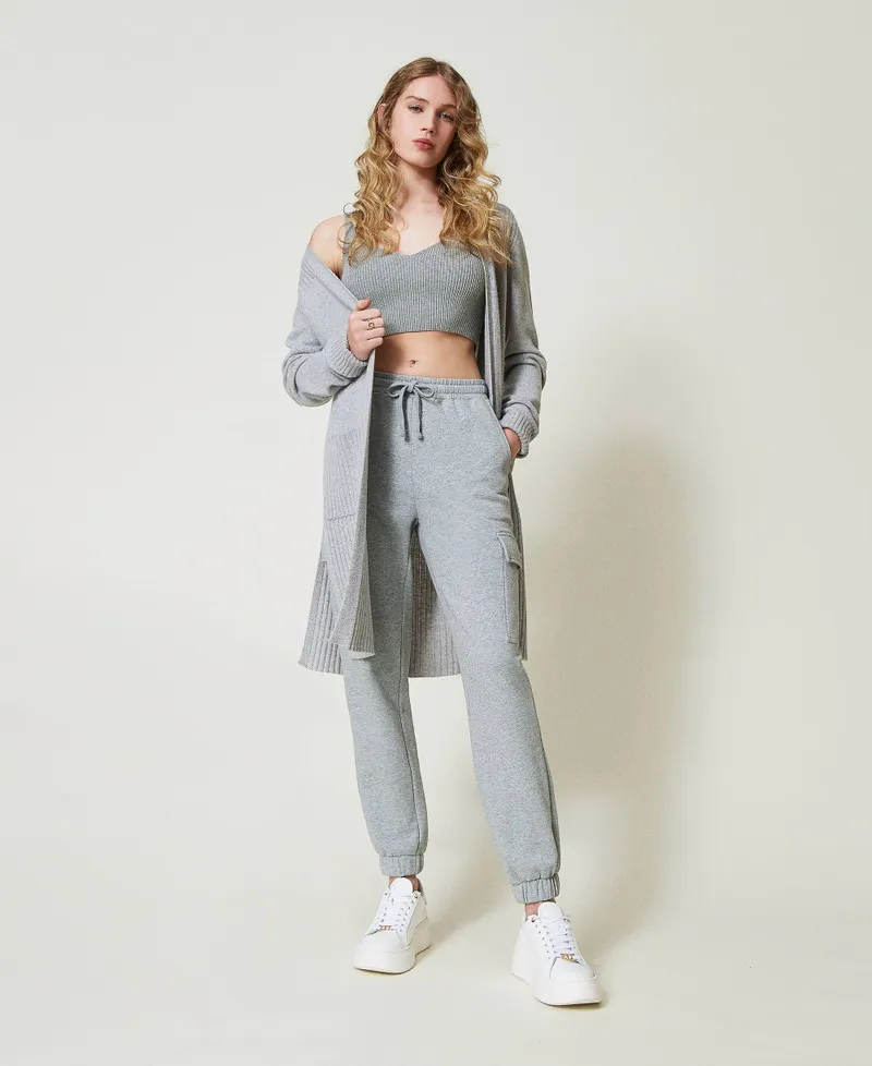 Maxi cardigan in misto lana e lurex