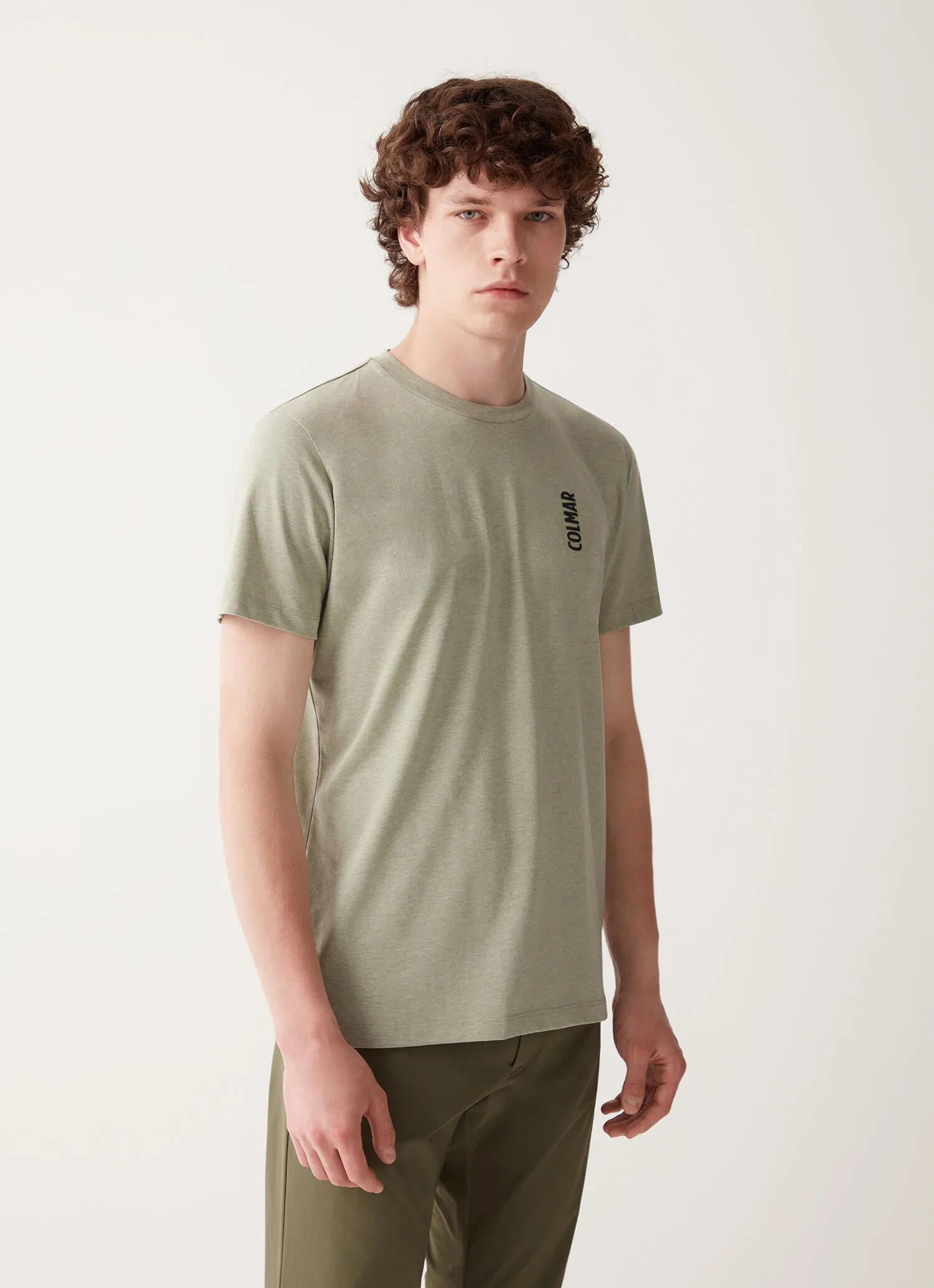 Melange-look round-neck T-shirt