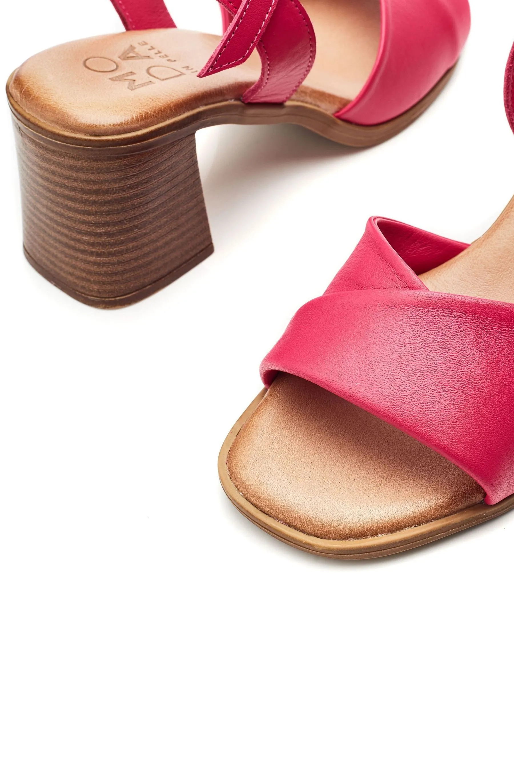 Moda in Pelle Rosa - Lanie - Sandali in due parti con tacco largo