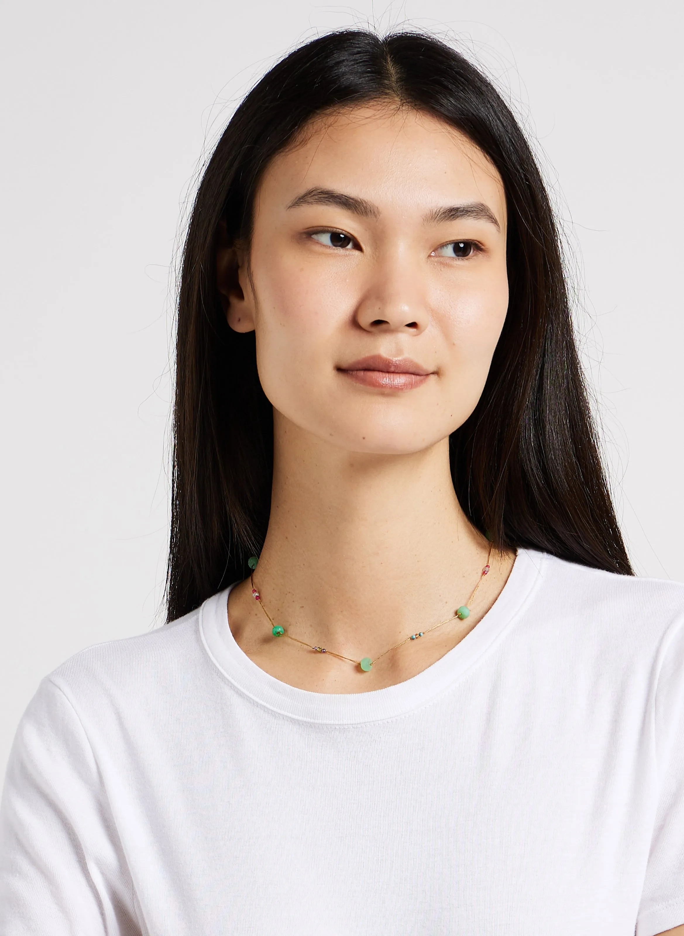  MON PRECIEUX GEM   Collana con cordoncino e pietre naturali | Verde