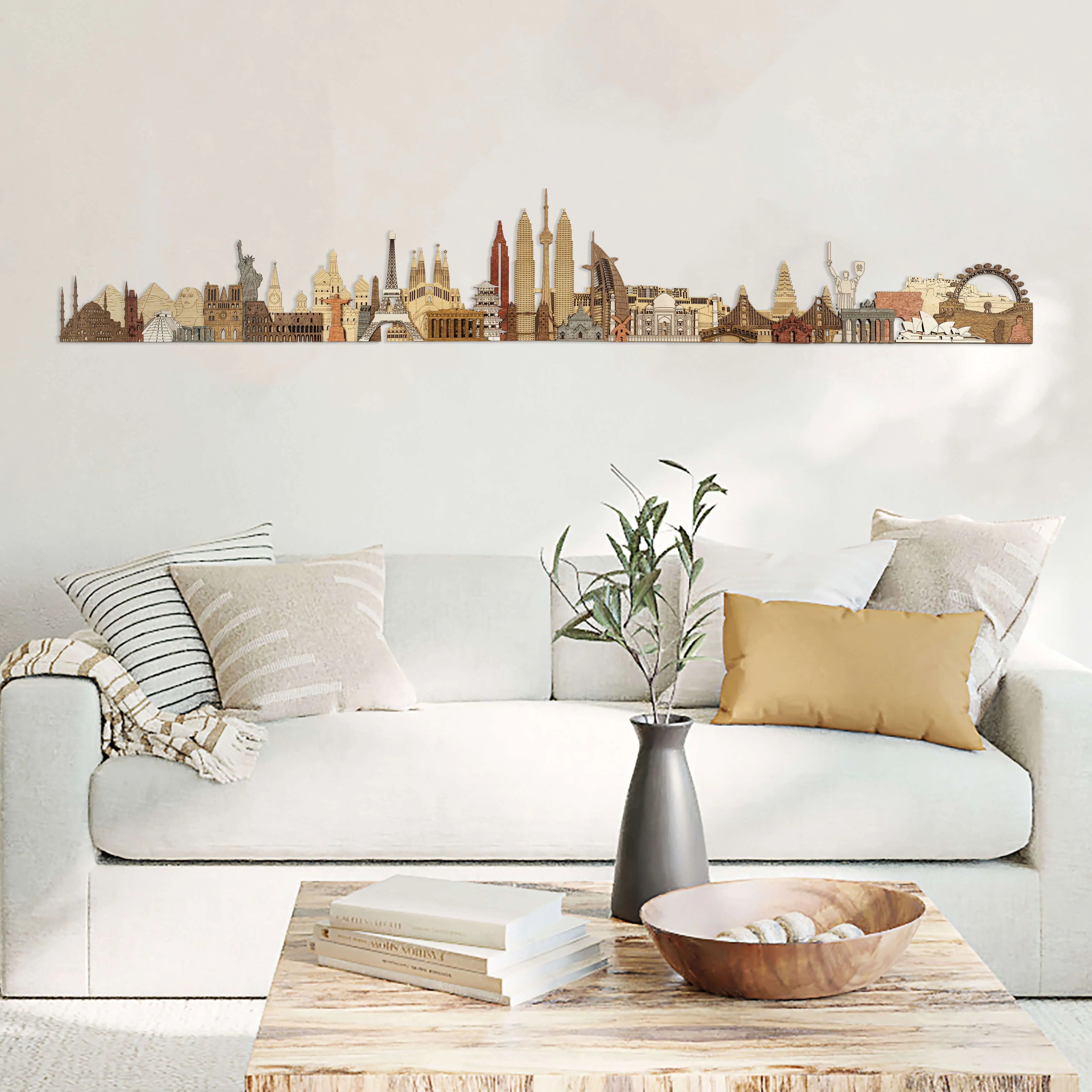 Monumenti del mondo deluxe - pannello in legno 150 cm