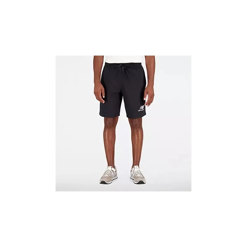 NEW BALANCE BERMUDA FELPA COTONE  UOMO ESSENTIAL STACKED LOGO  FRENCH TERRY SHORT  COLORE NERO