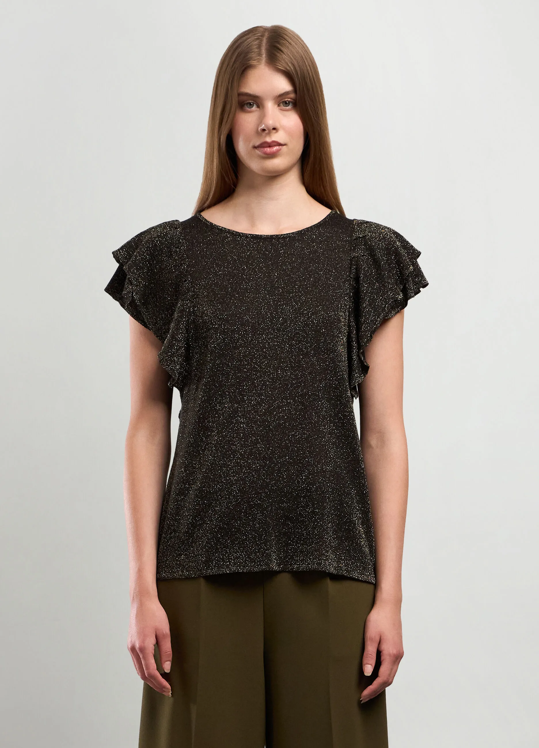 NICE & CHIC  T-shirt in misto viscosa e filo lurex donna
