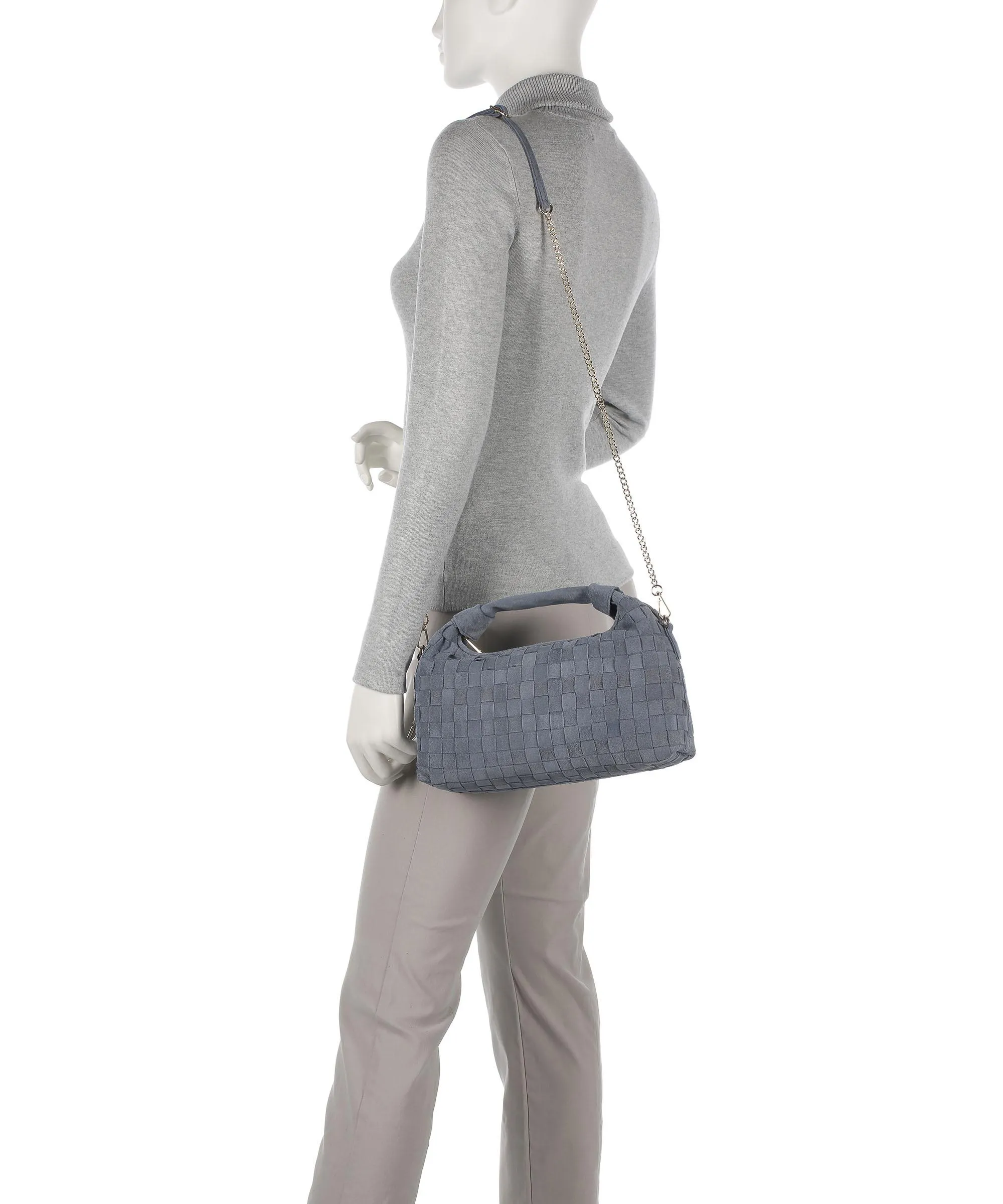  Núnoo Braided Dandy Borsa a mano pelle ruvida grigio  