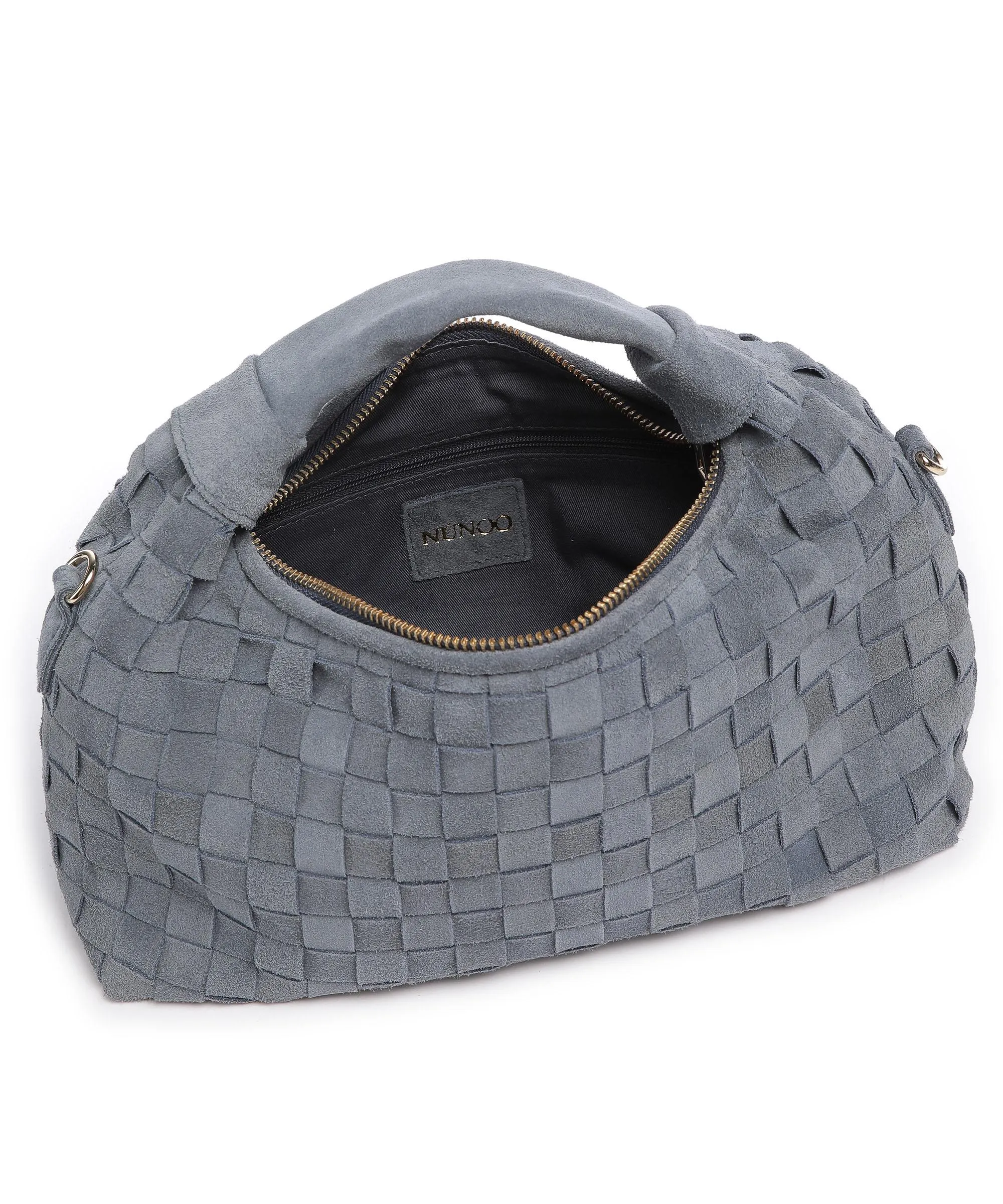  Núnoo Braided Dandy Borsa a mano pelle ruvida grigio  