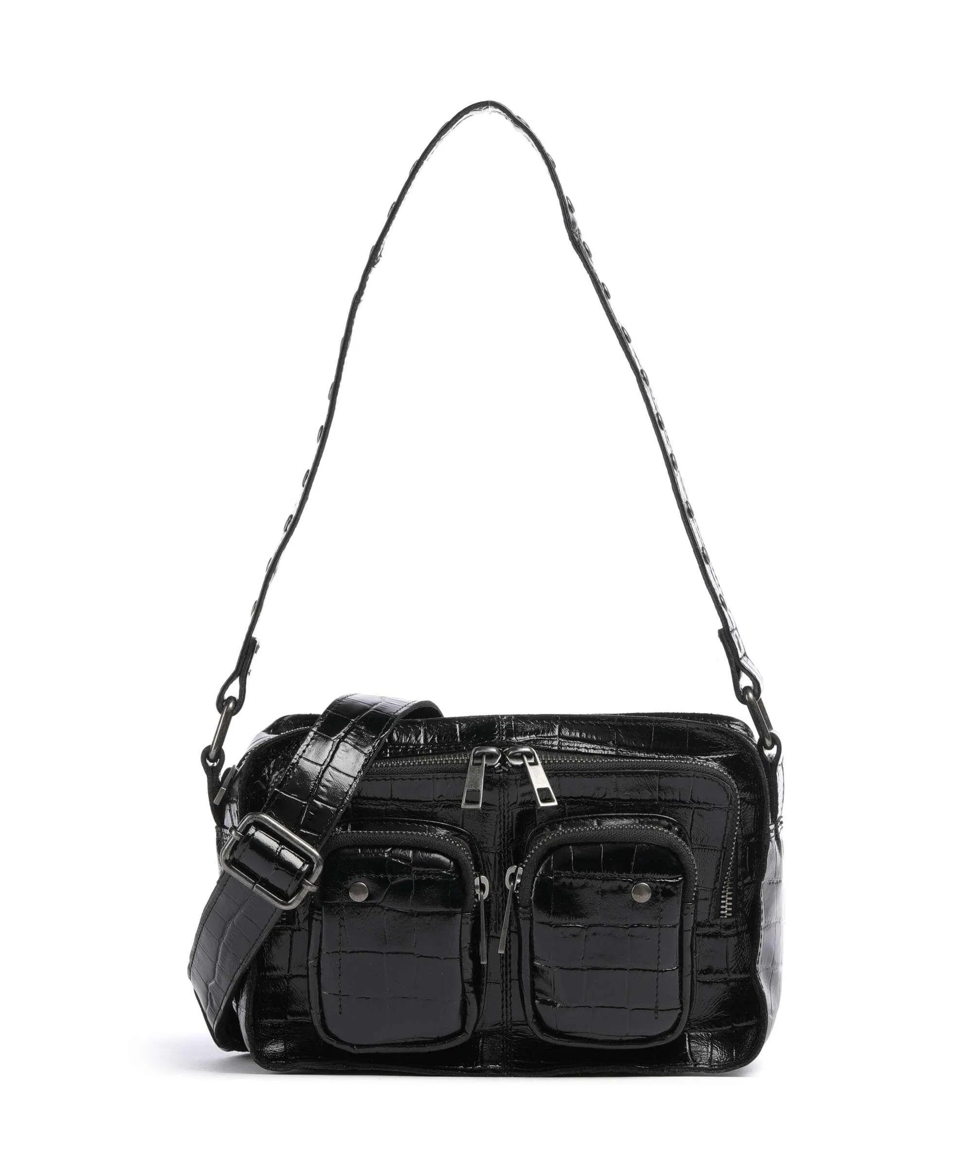  Núnoo Texas Ellie Borsa a spalla pelle in rilievo nero  