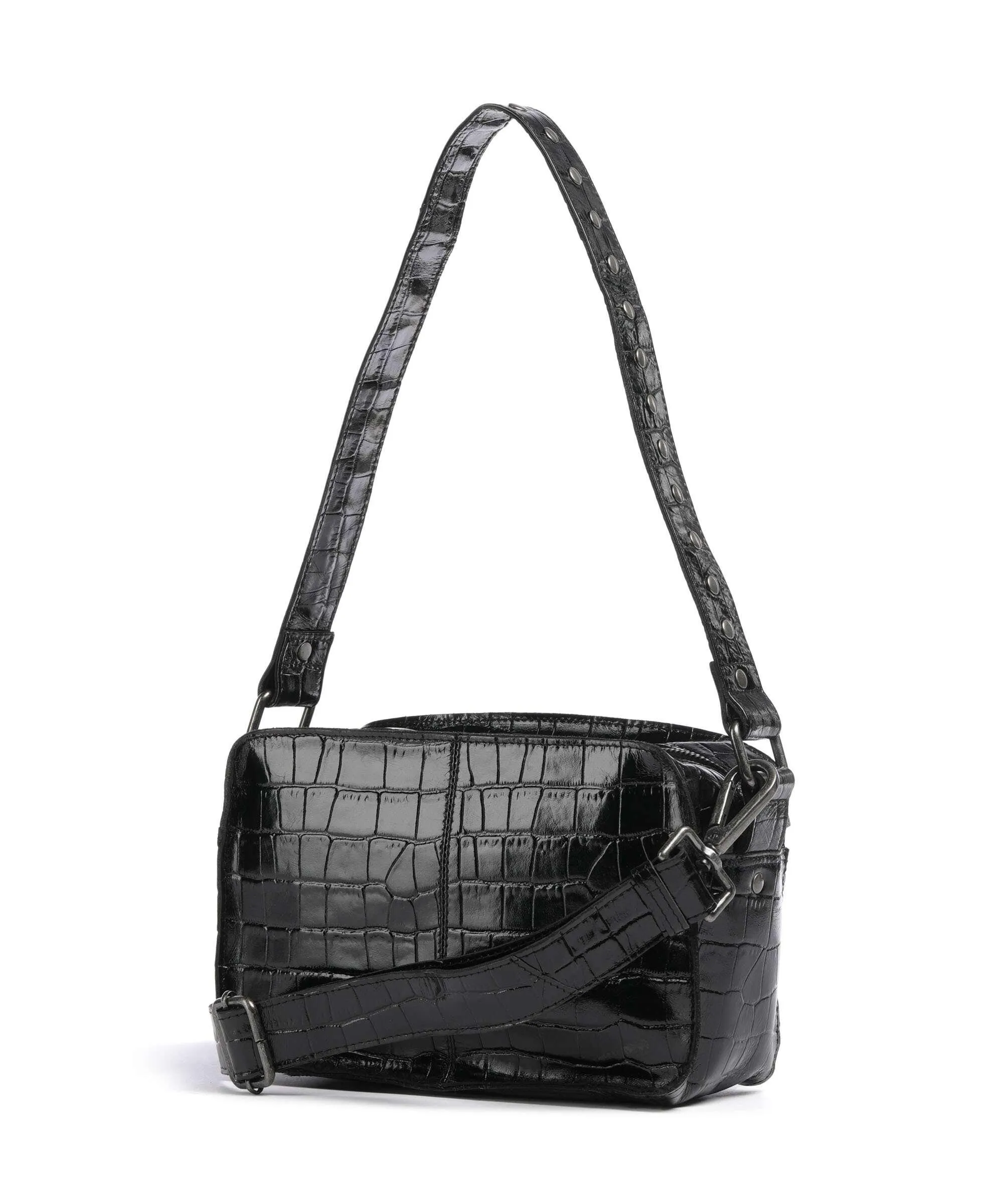  Núnoo Texas Ellie Borsa a spalla pelle in rilievo nero  