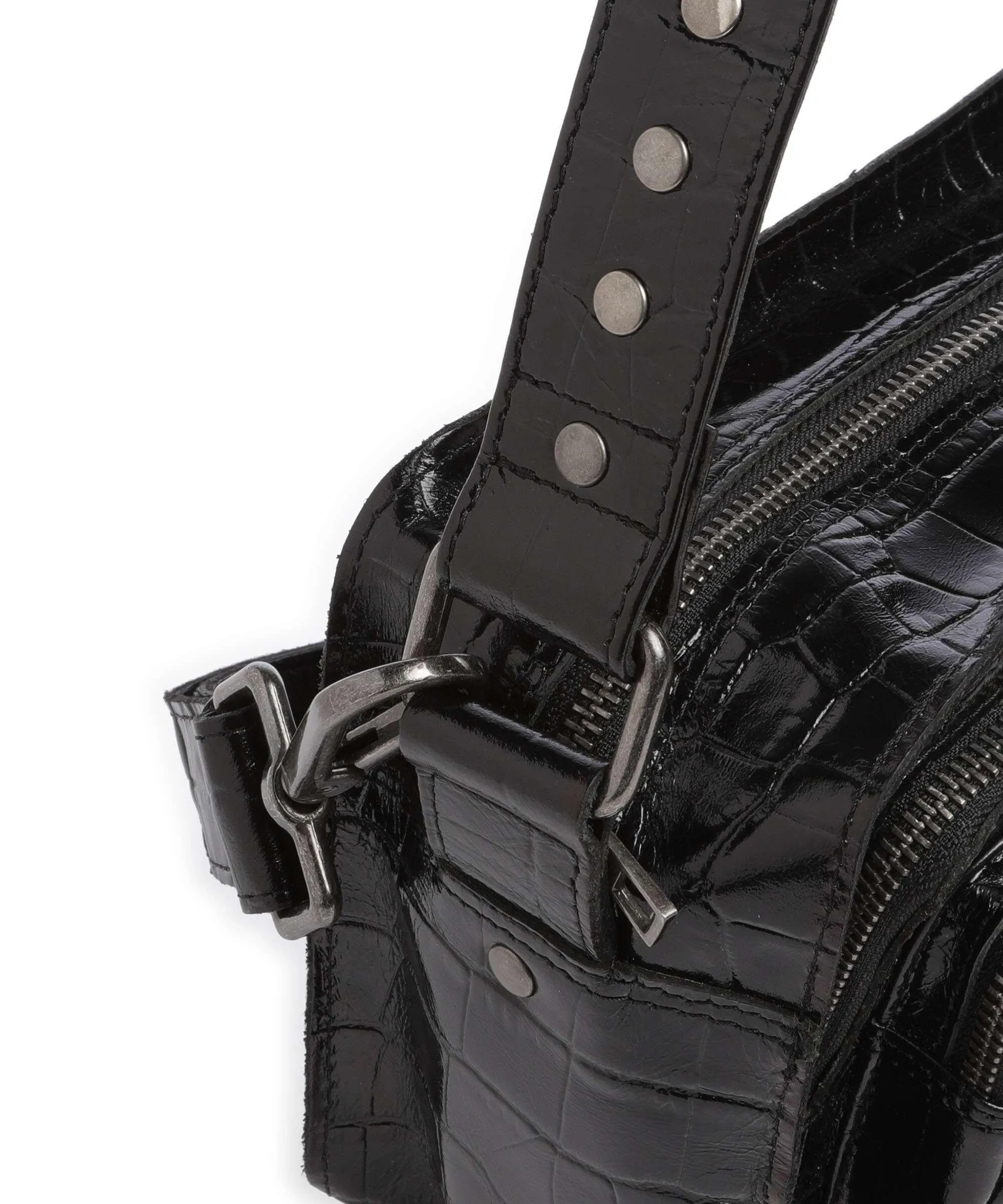  Núnoo Texas Ellie Borsa a spalla pelle in rilievo nero  