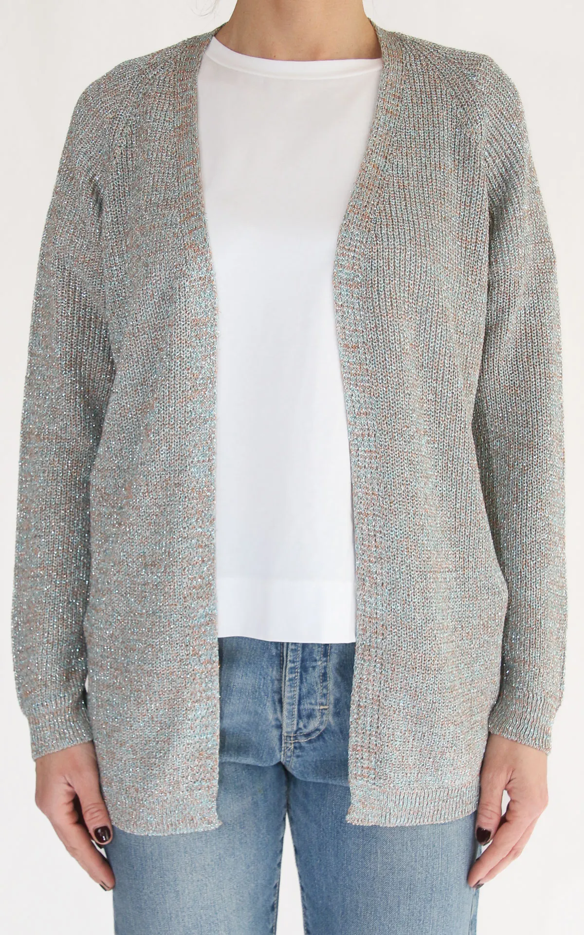 Off-on – Cardigan lurex – Turchese