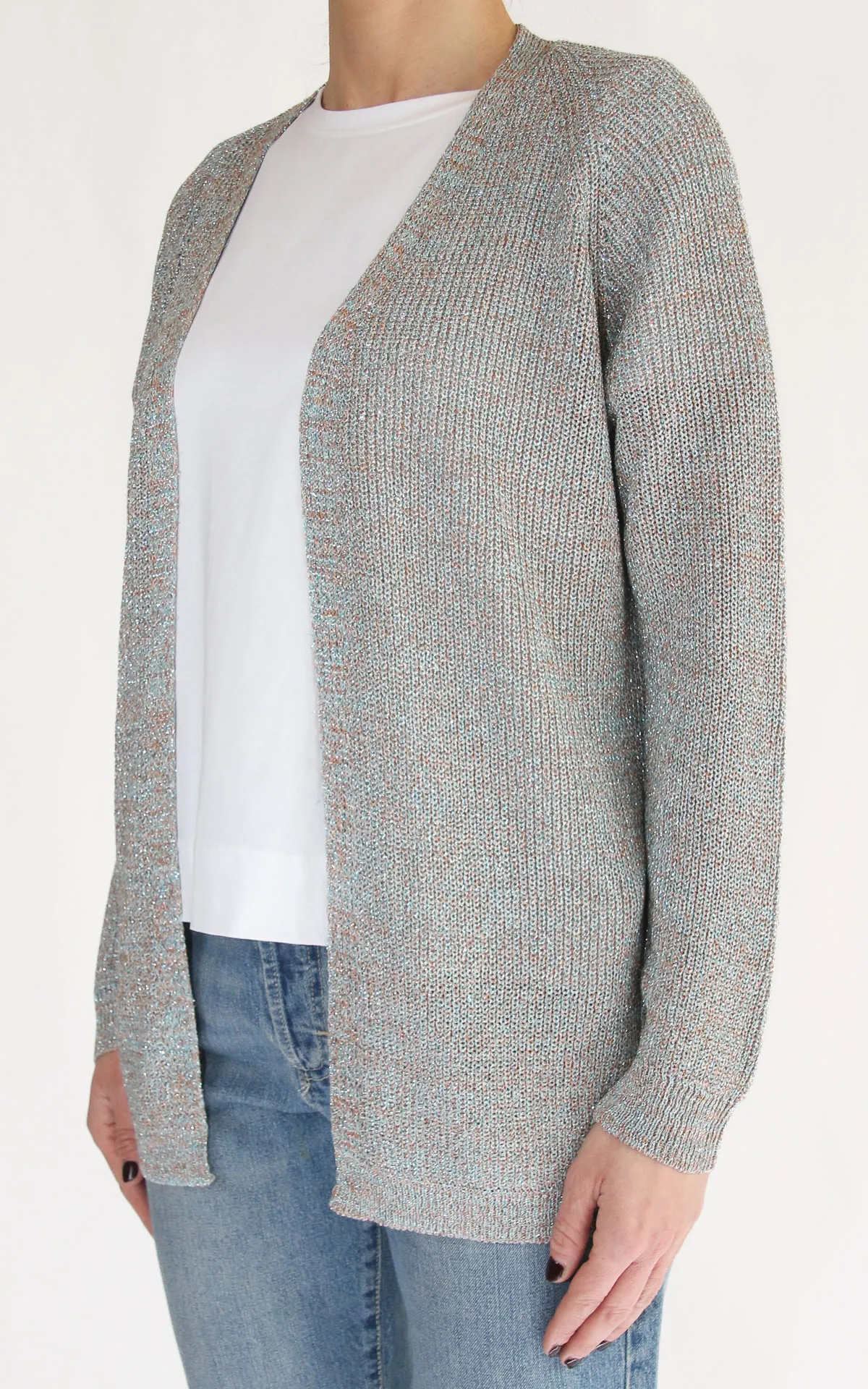 Off-on – Cardigan lurex – Turchese