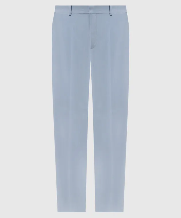 Off-White Pantaloni blu con lana OMCO020F23FAB001