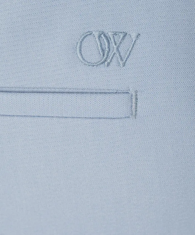 Off-White Pantaloni blu con lana OMCO020F23FAB001