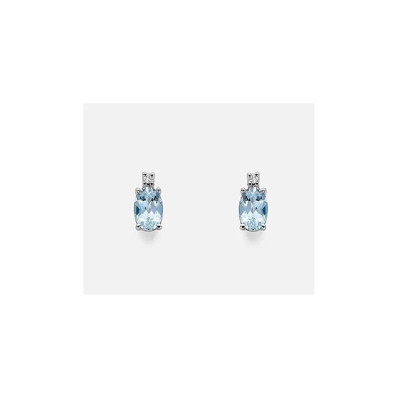 Orecchini Donna Mikiko Oro Bianco Acquamarina Diamanti